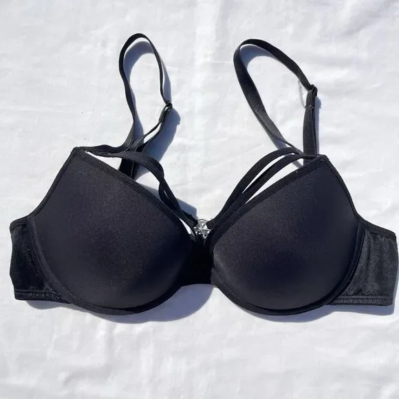 Marlies Dekker Push Up Bra US 32C Black Underwire Strappy - Picture 3 of 7